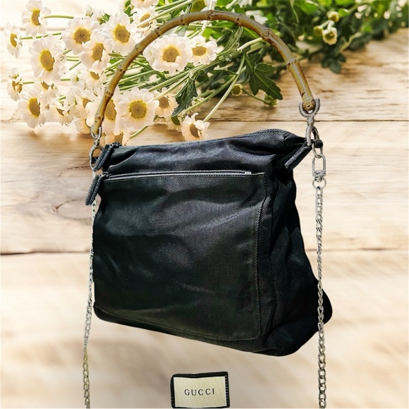 Vintage Gucci soho shoulder bag Black Bag with Bamboo Accent - Picture 9 of 17